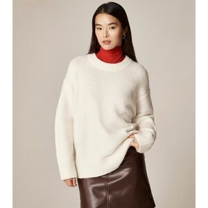 NWT J. Crew Relaxed Crewneck Pullover Sweater Ivory